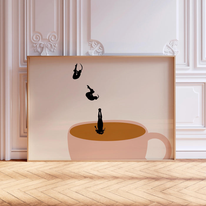 Coffee print drink poster horizontal landscape modern kitchen decor retro poster kitchen art trendy retro illustration coffee 1 printed