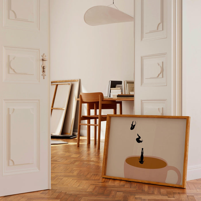 Coffee print drink poster horizontal landscape modern kitchen decor retro poster kitchen art trendy retro illustration coffee 1 printed