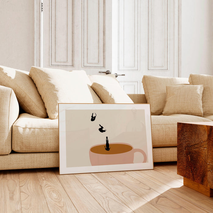 Coffee print drink poster horizontal landscape modern kitchen decor retro poster kitchen art trendy retro illustration coffee 1 printed