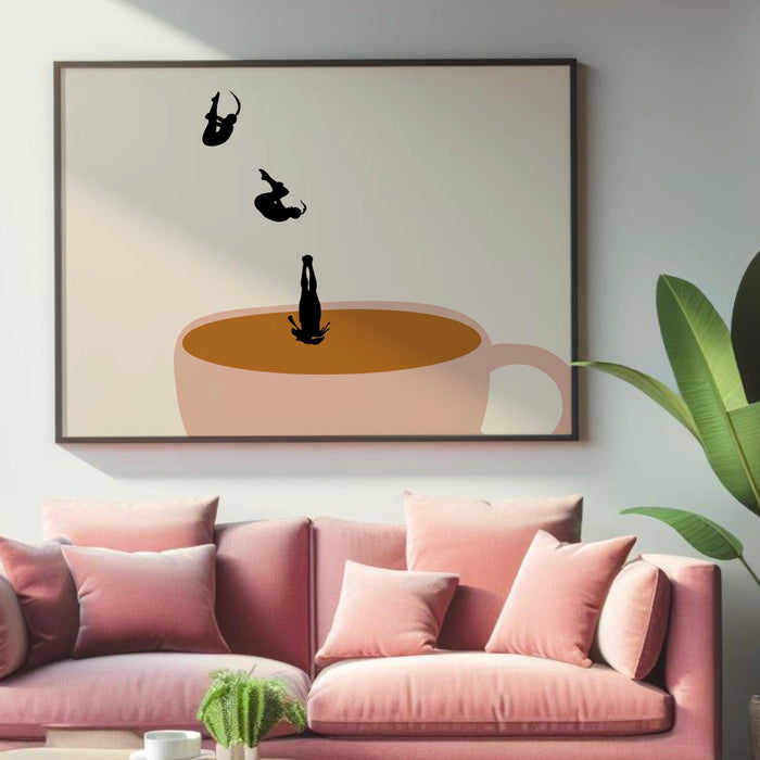 Coffee print drink poster horizontal landscape modern kitchen decor retro poster kitchen art trendy retro illustration coffee 1 printed