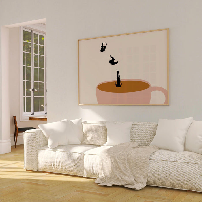 Coffee print drink poster horizontal landscape modern kitchen decor retro poster kitchen art trendy retro illustration coffee 1 printed