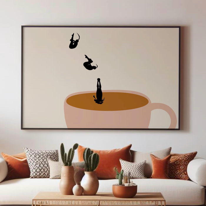 Coffee print drink poster horizontal landscape modern kitchen decor retro poster kitchen art trendy retro illustration coffee 1 printed