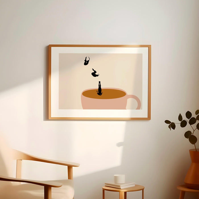 Coffee print drink poster horizontal landscape modern kitchen decor retro poster kitchen art trendy retro illustration coffee 1 printed