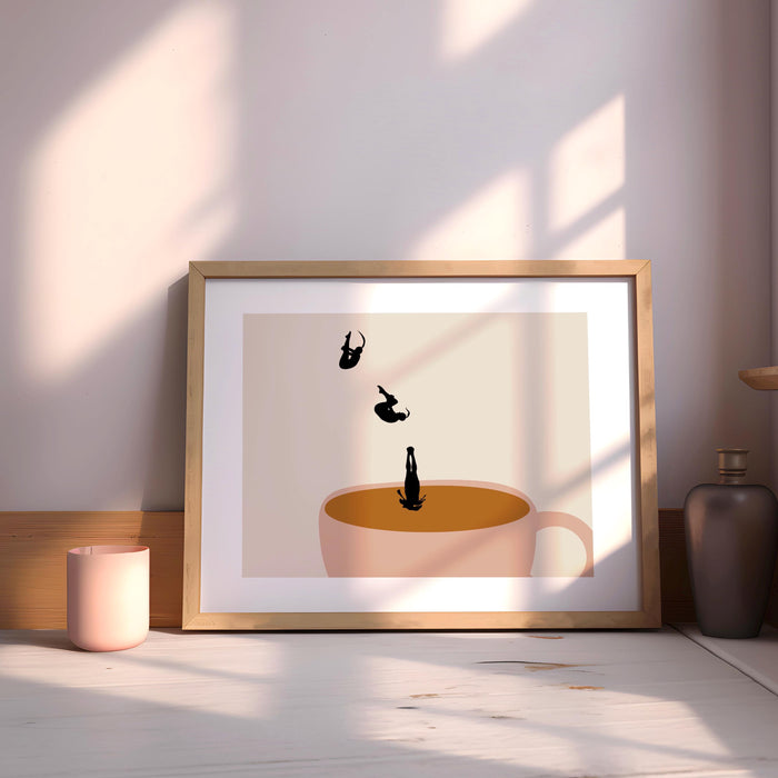 Coffee print drink poster horizontal landscape modern kitchen decor retro poster kitchen art trendy retro illustration coffee 1 printed