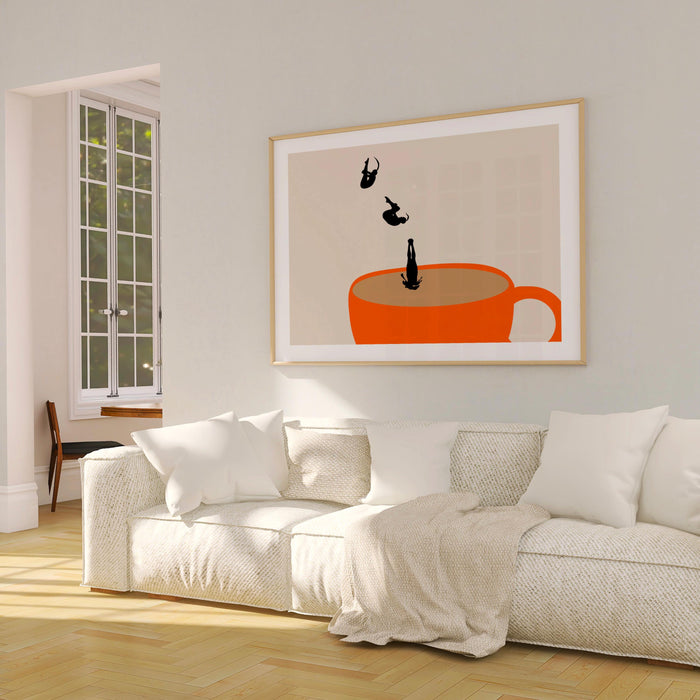 Coffee Poster PRINTED,  Modern Kitchen Decor Coffee Art Print Retro Poster Pop Art Kitchen Wall Art Cafe Poster Illustration Coffee Gift