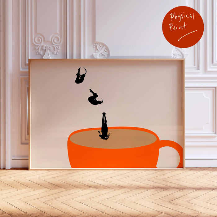 Coffee Poster PRINTED,  Modern Kitchen Decor Coffee Art Print Retro Poster Pop Art Kitchen Wall Art Cafe Poster Illustration Coffee Gift