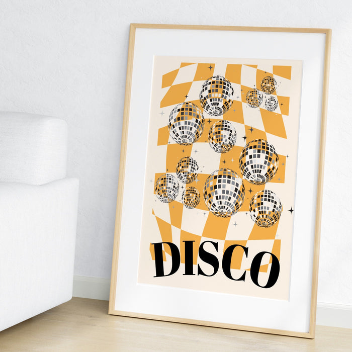 Trendy Retro Disco Ball Poster | Retro Print | Preppy Poster | Disco Poster | Trendy Retro | Disco Ball Decor  | Preppy prints | Minimalist