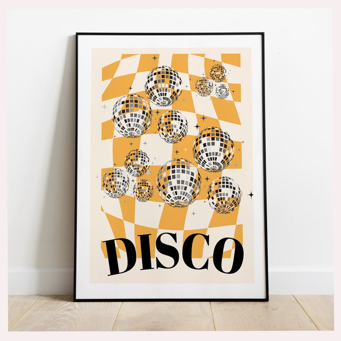 Trendy Retro Disco Ball Poster | Retro Print | Preppy Poster | Disco Poster | Trendy Retro | Disco Ball Decor  | Preppy prints | Minimalist