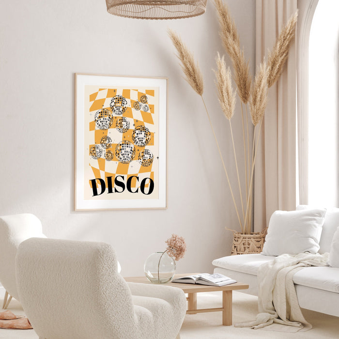 Trendy Retro Disco Ball Poster | Retro Print | Preppy Poster | Disco Poster | Trendy Retro | Disco Ball Decor  | Preppy prints | Minimalist