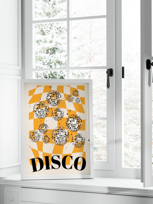 Trendy Retro Disco Ball Poster | Retro Print | Preppy Poster | Disco Poster | Trendy Retro | Disco Ball Decor  | Preppy prints | Minimalist