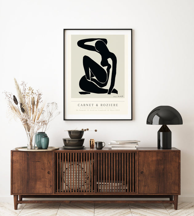 PRINTED Black and white wall decor, Matisse exhibition print, Minimalist wall art, Abstract art, Matisse Cut Outs, Neutral wall art, Nude