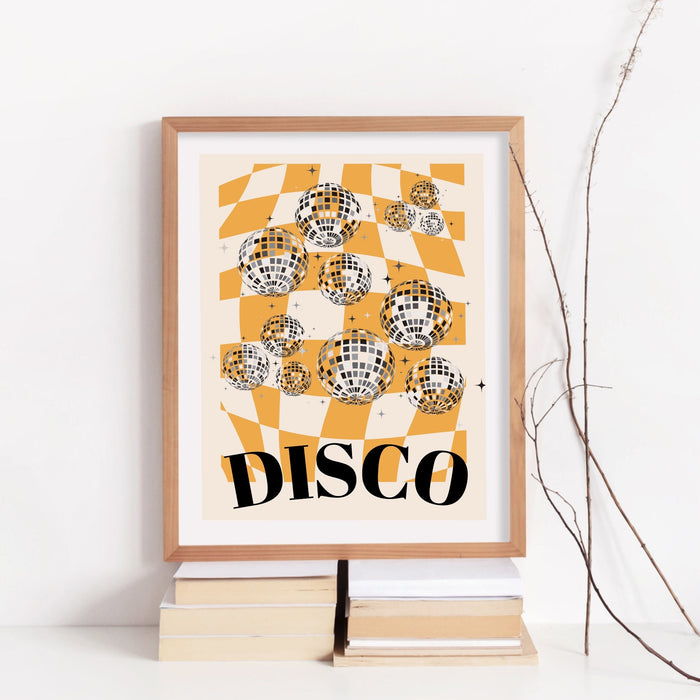 Trendy Retro Disco Ball Poster | Retro Print | Preppy Poster | Disco Poster | Trendy Retro | Disco Ball Decor  | Preppy prints | Minimalist