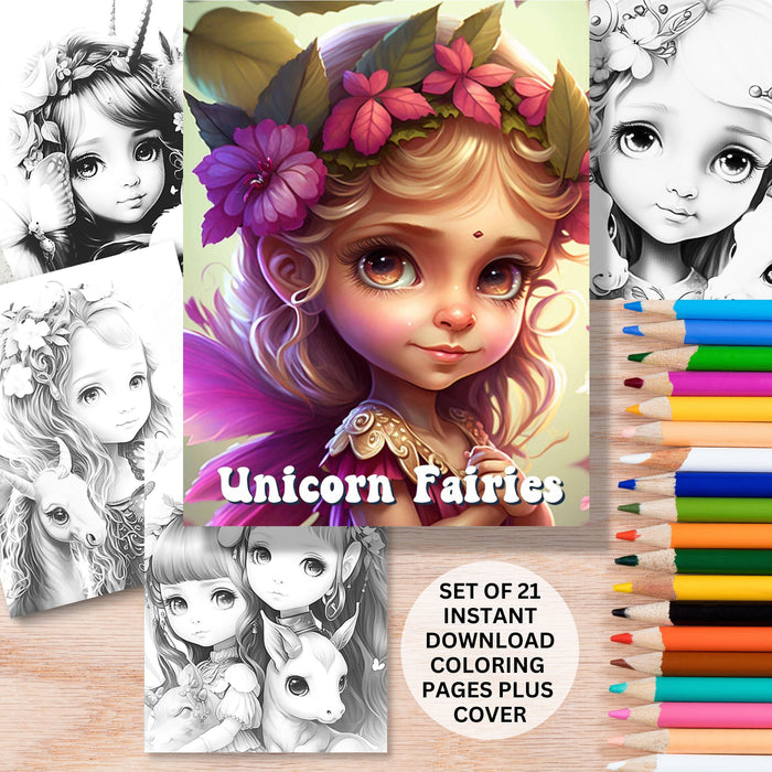 Fairy Coloring Book | Printable Coloring Pages | 20 Fantasy Coloring Sheets | Instant Download PDF. Fantasy Fairies Coloring Page Printable