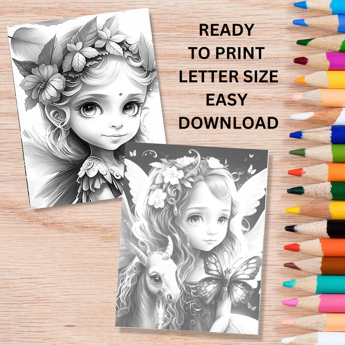 Fairy Coloring Book | Printable Coloring Pages | 20 Fantasy Coloring Sheets | Instant Download PDF. Fantasy Fairies Coloring Page Printable