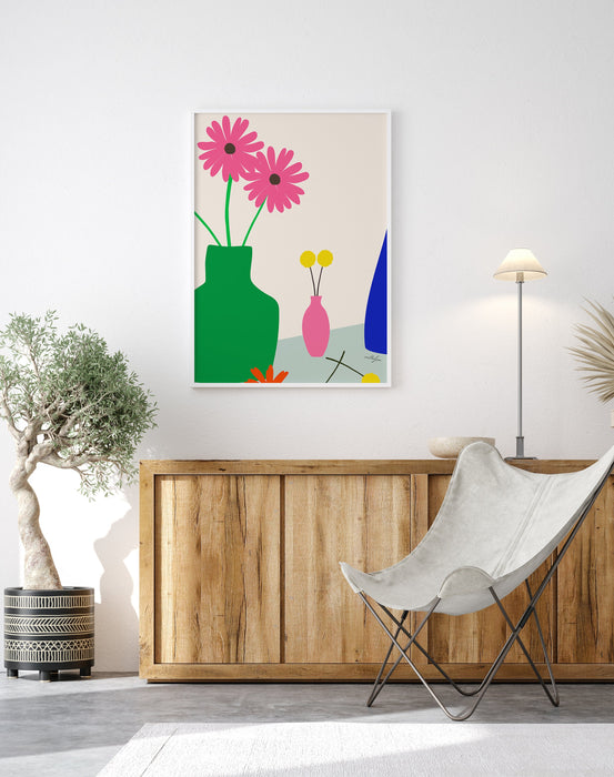 The Flower Stall No. 2 Art Print, Digital Download, Minimalist Colorful Flower Vase Art Print, Plant Art Print, Botanical Poster