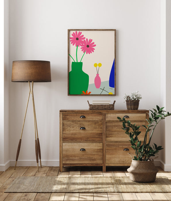 The Flower Stall No. 2 Art Print, Digital Download, Minimalist Colorful Flower Vase Art Print, Plant Art Print, Botanical Poster