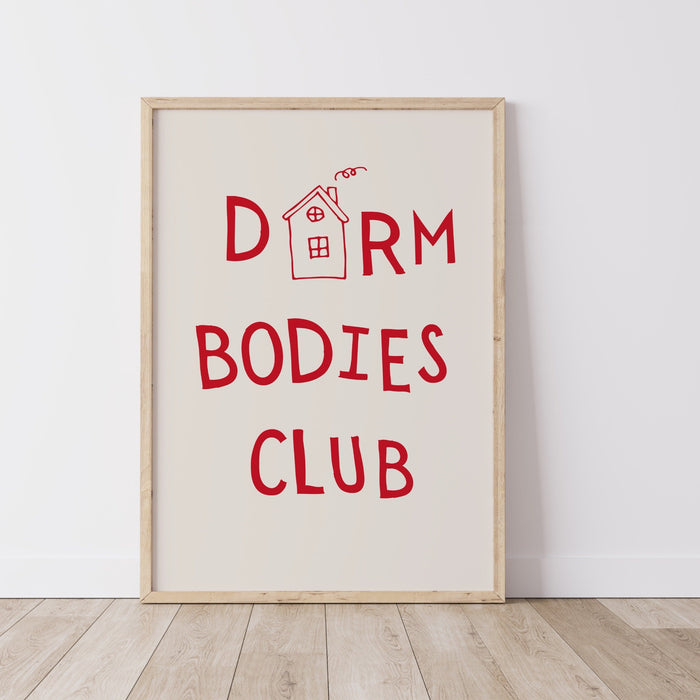 Dorm Bodies Club Red Typography Minimalist Digital Print Trendy Wall Art Apartment Aesthetic Printable Aesthetic Dorm Room Gift, 1 Print