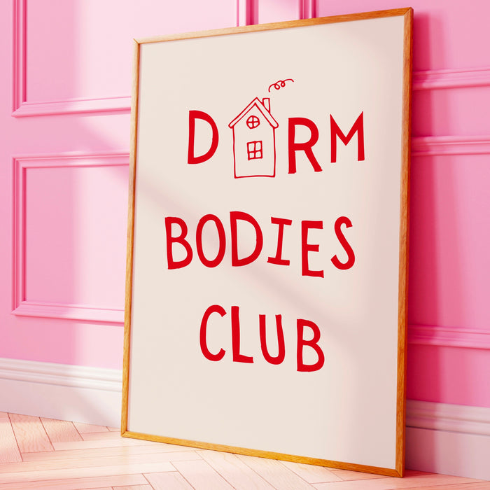 Dorm Bodies Club Red Typography Minimalist Digital Print Trendy Wall Art Apartment Aesthetic Printable Aesthetic Dorm Room Gift, 1 Print