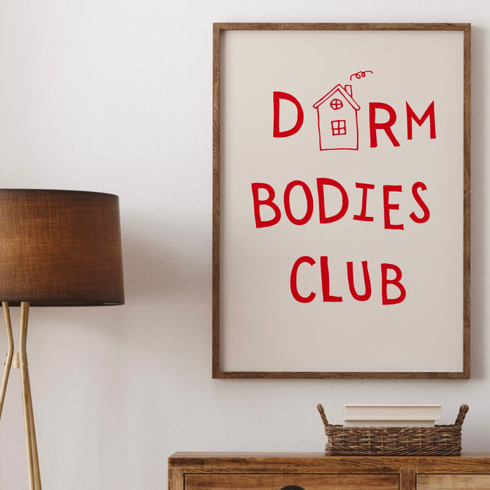 Dorm Bodies Club Red Typography Minimalist Digital Print Trendy Wall Art Apartment Aesthetic Printable Aesthetic Dorm Room Gift, 1 Print