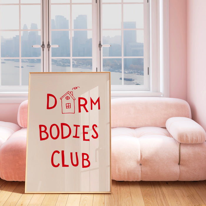 Dorm Bodies Club Red Typography Minimalist Digital Print Trendy Wall Art Apartment Aesthetic Printable Aesthetic Dorm Room Gift, 1 Print