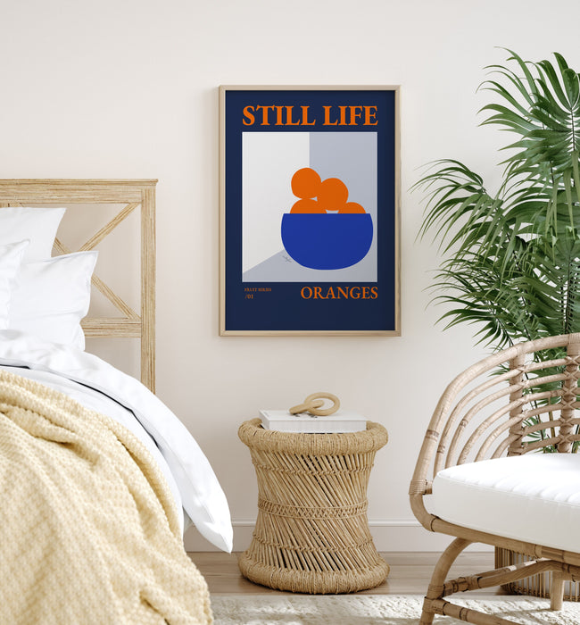 Still Life with Oranges In a Fruit Bowl Poster Print