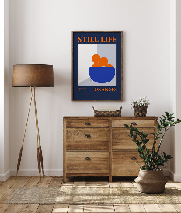 Still Life with Oranges In a Fruit Bowl Poster Print