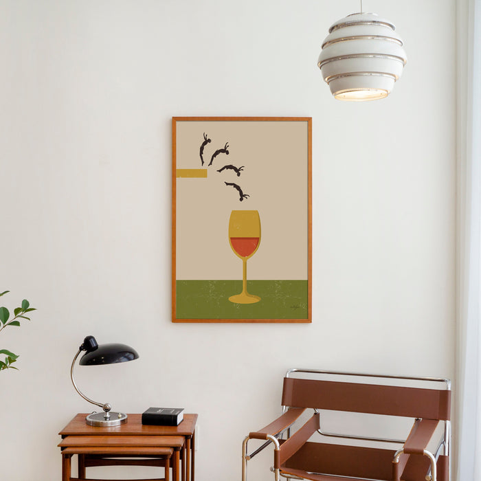 Wine Dive Wall Art, Wine Poster, Retro Wine Poster, Retro Alcohol Art, Alcohol Poster, Food Print, Vintage Kitchen Art, No Margin