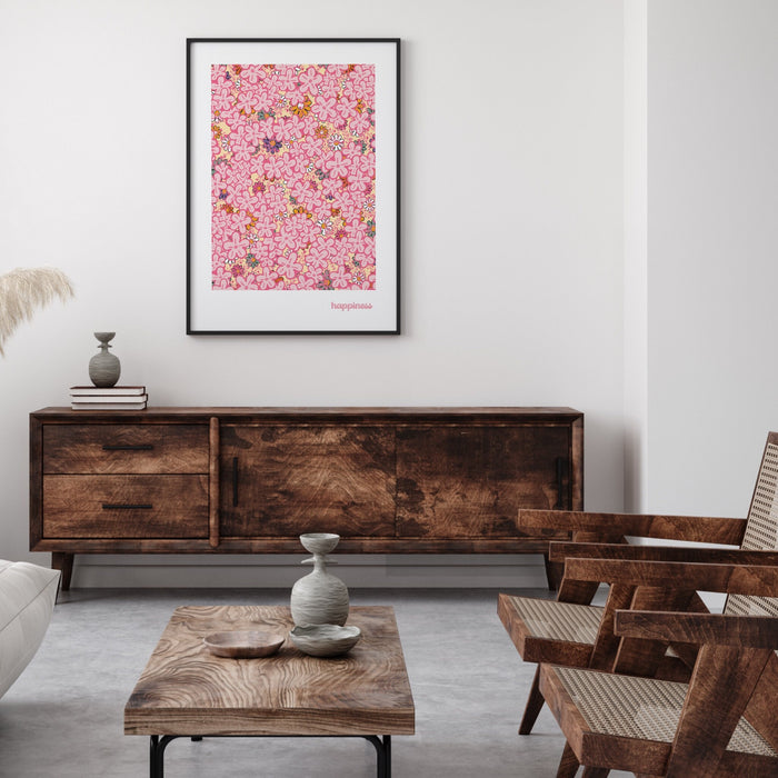 Orange Flower Market Digital Download Print, 70s Style Poster, 60s Flower Print, Pink Orange Decor, Dork Room Wall Art, Printable Art