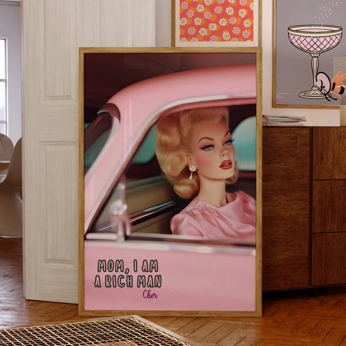 Funny Doll Wall Art, Cocktail Doll Art Print, Pink Y2K Chic Girly Retro Print, Preppy Room Decor, Preppy Wall Art, Bar Cart Decor, Download