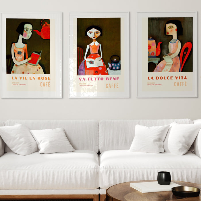 Set of 3 Tea Prints,  Modern Kitchen Decor, Retro Poster, Pop Art, Kitchen Art, Exhibition Poster, Illustration, Tea Lover Gift, Picasso