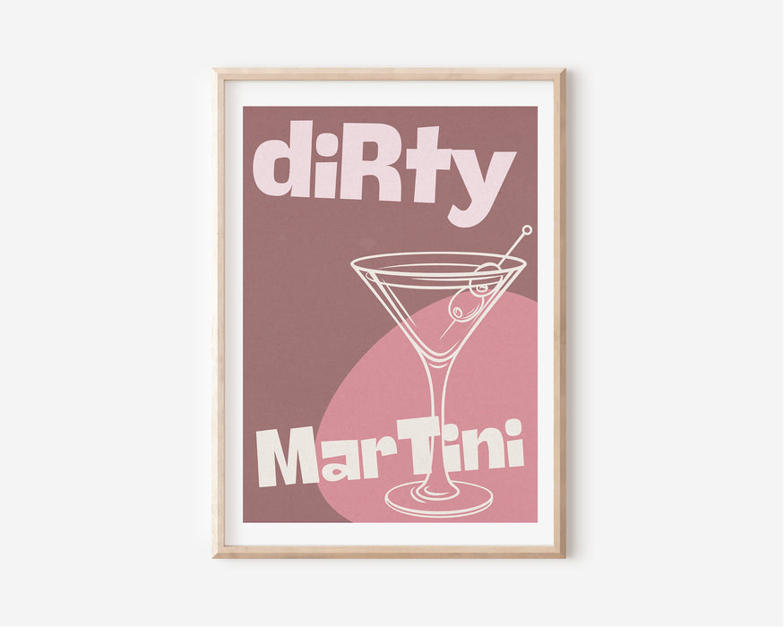 Cocktails Print, Cocktails Poster, Cocktails Art, Dirty Martini, Bar Art, Retro Art, Kitchen Art, Pink Art, Digital Download, Girly Prints