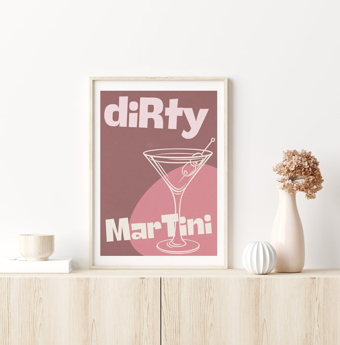 Cocktails Print, Cocktails Poster, Cocktails Art, Dirty Martini, Bar Art, Retro Art, Kitchen Art, Pink Art, Digital Download, Girly Prints