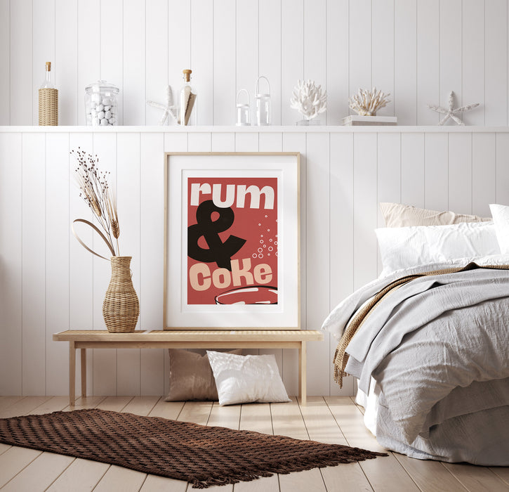 Rum and Coke Bar Art, Mid Century Art, Downloadable Prints, Retro, Gallery Wall, Wall Art, Vintage Liquor, Bar Decoration, Games Room Prints