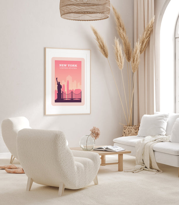 New York, Brooklyn bridge, Statue of Liberty, New York art print, New York art prints, New York wall art, New York poster, New York skyline