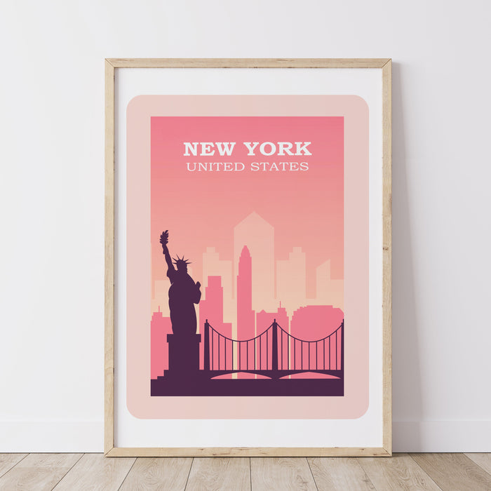 New York, Brooklyn bridge, Statue of Liberty, New York art print, New York art prints, New York wall art, New York poster, New York skyline