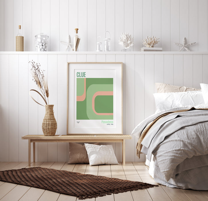 PRINTED Mid Century Modern Abstract Wall Art Print, Green Pink Print, Modern Retro Art, Living Room Apartment Decor, Movie Poster,