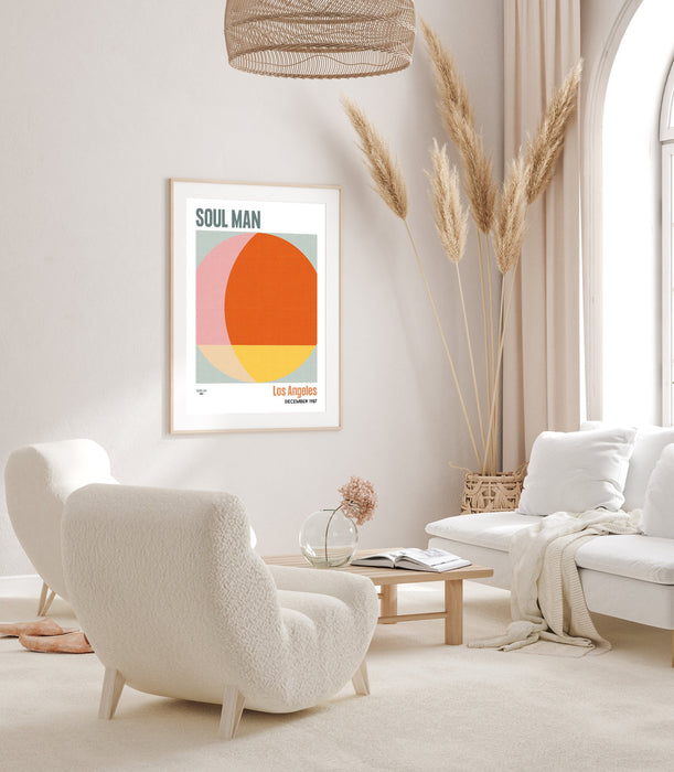 Mid Century Modern Abstract Wall Art Print, Orange Pink Abstract Print, Modern Retro Art, Living Room Apartment Decor, Movie Poster, Vintage