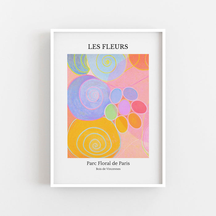 Printed Orange and Pink Wall Art, Flower Market Print, Watercolor Botanical Poster, Paris Flower Market Poster, Hilma af Klimt, Abstract art