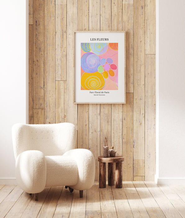 Printed Orange and Pink Wall Art, Flower Market Print, Watercolor Botanical Poster, Paris Flower Market Poster, Hilma af Klimt, Abstract art