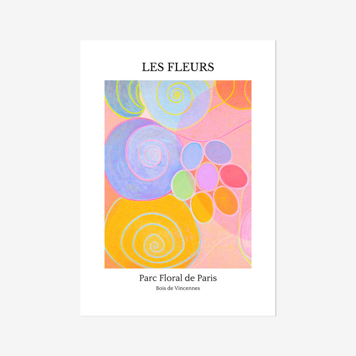 Printed Orange and Pink Wall Art, Flower Market Print, Watercolor Botanical Poster, Paris Flower Market Poster, Hilma af Klimt, Abstract art