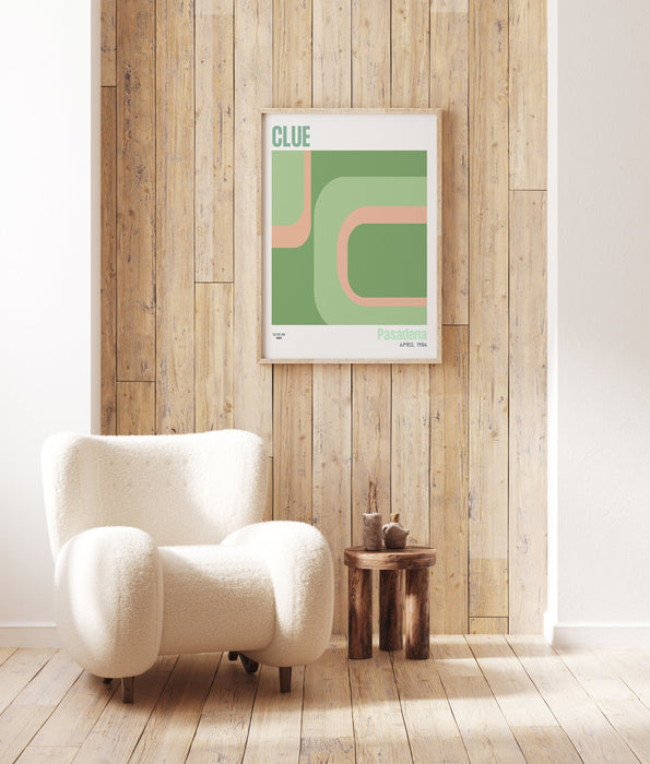 PRINTED Mid Century Modern Abstract Wall Art Print, Green Pink Print, Modern Retro Art, Living Room Apartment Decor, Movie Poster,