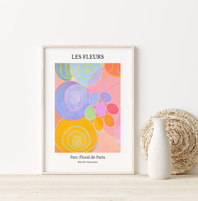 Flower Market, Fleurs, DIGITAL DOWNLOAD, Abstract Floral Print, Pink Pastel Wall Decor, French Floral, Hilma Af Klint Print, Modern Abstract