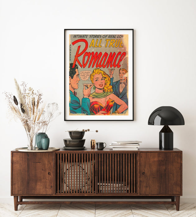 Vintage Comic Romance Love Pop Art, Vintage Retro Wall Art Decor Print,  Poster Aesthetic, Poster Vintage, Comic Book Cover,Digital Download
