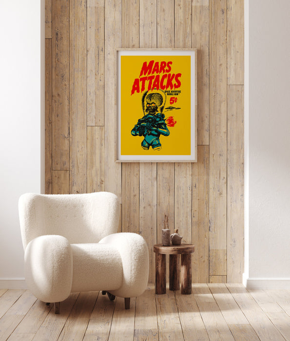 Mars Attacks! Movie Poster, Classic 90's Vintage Wall Film Art Print Photo, Tim Burton Decor, Alien Poster,Printable Wall Art Digital Print