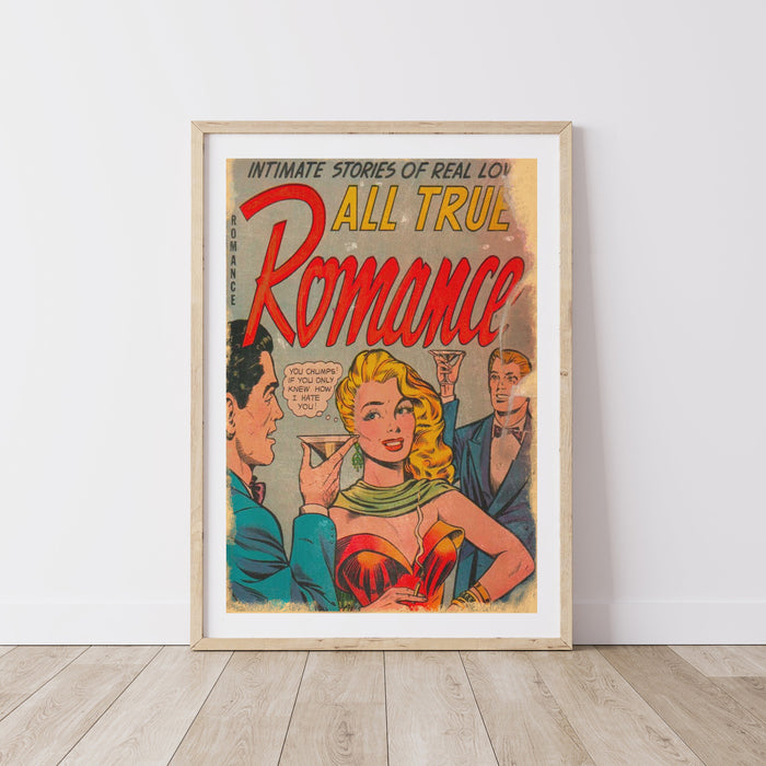 Vintage Comic Romance Love Pop Art, Vintage Retro Wall Art Decor Print,  Poster Aesthetic, Poster Vintage, Comic Book Cover,Digital Download