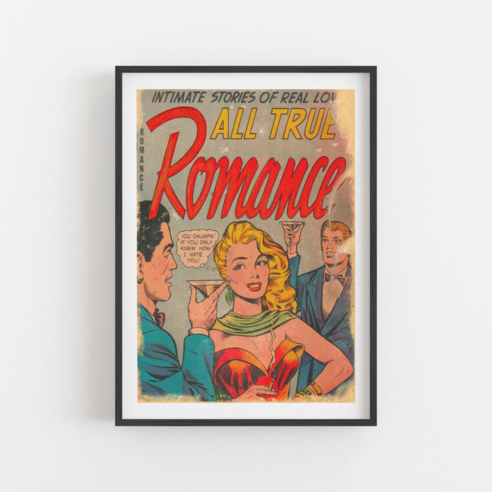 Vintage Comic Romance Love Pop Art, Vintage Retro Wall Art Decor Print,  Poster Aesthetic, Poster Vintage, Comic Book Cover,Digital Download