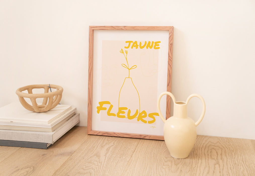Yellow French Flower Art, Jaune Fleurs, Botanical Wall Art, Yellow Wall Art, Flower Print,  Modern Print, Yellow Decor, Abstract Art