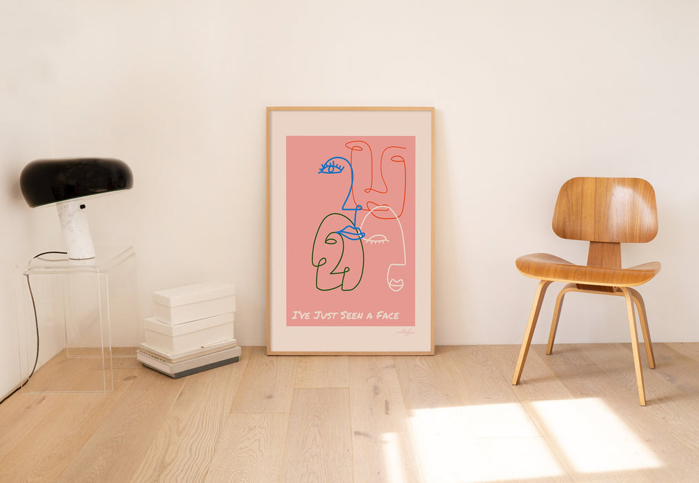 Abstract Face Art, Boho Print, Boho Wall Decor, Minimalist Print, Illustration Print, Boho Decor, Pink Print, Poster Print, Line Art Print