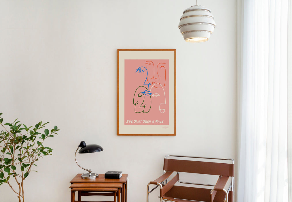 Abstract Face Art, Boho Print, Boho Wall Decor, Minimalist Print, Illustration Print, Boho Decor, Pink Print, Poster Print, Line Art Print