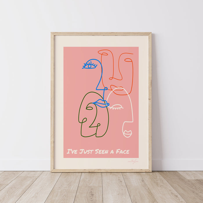 Abstract Face Art, Boho Print, Boho Wall Decor, Minimalist Print, Illustration Print, Boho Decor, Pink Print, Poster Print, Line Art Print